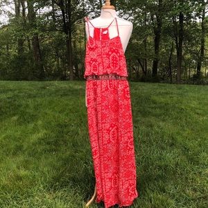 Soieblu Red Embroidery Maxi Dress